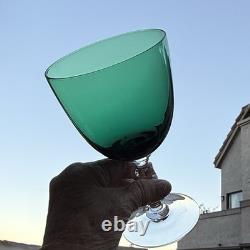 Tiffin Franciscan Killarney Emerald Green 17394 Hand Blown Wine Goblet Glasses 6