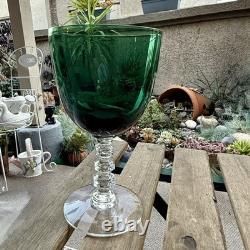 Tiffin Franciscan Killarney Emerald Green 17394 Hand Blown Wine Goblet Glasses 6