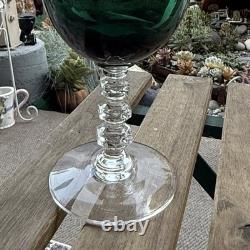 Tiffin Franciscan Killarney Emerald Green 17394 Hand Blown Wine Goblet Glasses 6