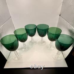 Tiffin Franciscan Killarney Emerald Green 17394 Hand Blown Wine Goblet Glasses 6