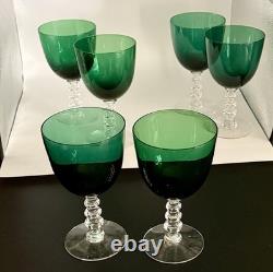 Tiffin Franciscan Killarney Emerald Green 17394 Hand Blown Wine Goblet Glasses 6