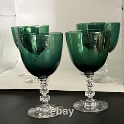 Tiffin Franciscan Killarney Emerald Green 17394 Hand Blown Wine Goblet Glasses 6