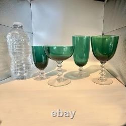 Tiffin Franciscan Killarney Emerald Green 17394 Hand Blown Wine Goblet Glasses 6