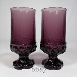 Tiffin Franciscan Maderia Amethyst Footed Water Glass Goblets Set of 6 6 5/8 T