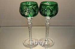 Two (2) Nachtmann Traube Bohemian Cut Crystal Wine Hock Emerald Green Grape Mint