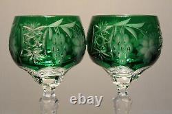 Two (2) Nachtmann Traube Bohemian Cut Crystal Wine Hock Emerald Green Grape Mint