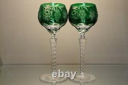 Two (2) Nachtmann Traube Bohemian Cut Crystal Wine Hock Emerald Green Grape Mint