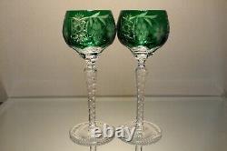 Two (2) Nachtmann Traube Bohemian Cut Crystal Wine Hock Emerald Green Grape Mint