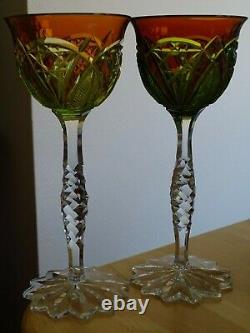 Two Amazing Vintage Roemer Wine Crystal Baccarat Or Vsl 2 Colors Orange Yelow