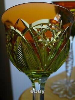 Two Amazing Vintage Roemer Wine Crystal Baccarat Or Vsl 2 Colors Orange Yelow