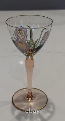 Two Antique Theresienthal Art Nouveau Art Glasses Cordial Wine Glass 6 Signed