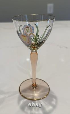 Two Antique Theresienthal Art Nouveau Art Glasses Cordial Wine Glass 6 Signed