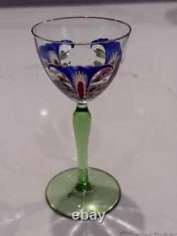 Two Antique Theresienthal Art Nouveau Art Glasses Cordial Wine Glass 6 Signed