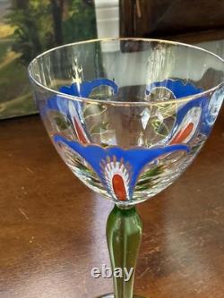 Two Antique Theresienthal Art Nouveau Art Glasses Cordial Wine Glass 6 Signed