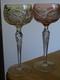 Two Old Wine Glasse Germany Crystal Colored Orange And Yellow