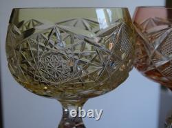 Two Old Wine Glasse Germany Crystal Colored Orange And Yellow