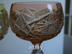 Two Old Wine Glasse Germany Crystal Colored Orange And Yellow