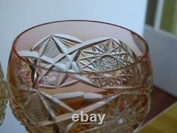 Two Old Wine Glasse Germany Crystal Colored Orange And Yellow