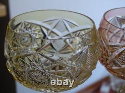 Two Old Wine Glasse Germany Crystal Colored Orange And Yellow