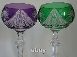 Two Vintage Roemer Wine Glass Crystal St Louis France Design Green Amethyste