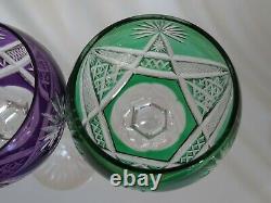 Two Vintage Roemer Wine Glass Crystal St Louis France Design Green Amethyste