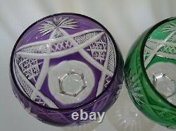 Two Vintage Roemer Wine Glass Crystal St Louis France Design Green Amethyste