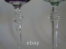 Two Vintage Roemer Wine Glass Crystal St Louis France Design Green Amethyste