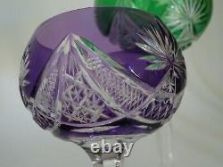 Two Vintage Roemer Wine Glass Crystal St Louis France Design Green Amethyste