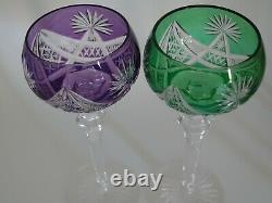 Two Vintage Roemer Wine Glass Crystal St Louis France Design Green Amethyste