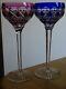 Two Vintage Roemer Wine Glass Crystal Val St Lambert Colors Blue Amethyste