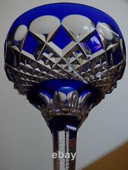 Two Vintage Roemer Wine Glass Crystal Val St Lambert Colors Blue Amethyste