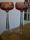 Two Vintage Roemer Wine Glass Crystal Val St Lambert Colors Orange