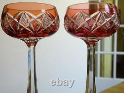 Two Vintage Roemer Wine Glass Crystal Val St Lambert Colors Orange