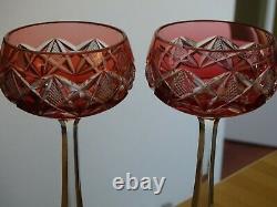 Two Vintage Roemer Wine Glass Crystal Val St Lambert Colors Orange