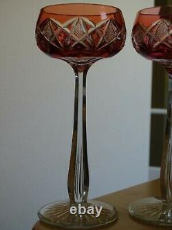 Two Vintage Roemer Wine Glass Crystal Val St Lambert Colors Orange