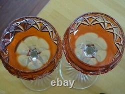 Two Vintage Roemer Wine Glass Crystal Val St Lambert Colors Orange