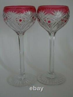 Two Vintage Roemer Wine Glasses Crystal St Louis Red Colors