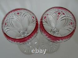 Two Vintage Roemer Wine Glasses Crystal St Louis Red Colors