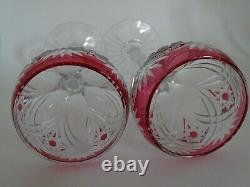 Two Vintage Roemer Wine Glasses Crystal St Louis Red Colors