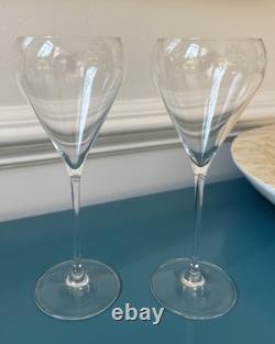 U98 Vintage Antique Classic Crystal Cut Saint Louis Signed Wine Glass Set Of 2