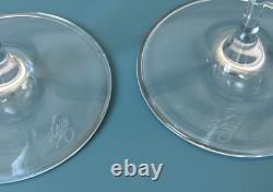 U98 Vintage Antique Classic Crystal Cut Saint Louis Signed Wine Glass Set Of 2