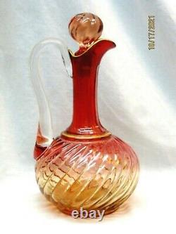 Ultra Rare Baccarat Swirl Rose Tiente Rubina Amberina Pitcher Wine Decanter 10T