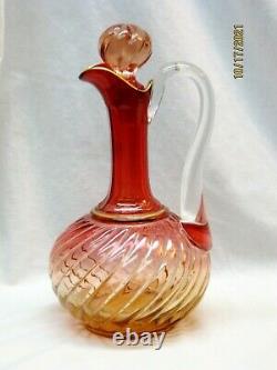 Ultra Rare Baccarat Swirl Rose Tiente Rubina Amberina Pitcher Wine Decanter 10T