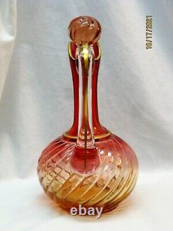 Ultra Rare Baccarat Swirl Rose Tiente Rubina Amberina Pitcher Wine Decanter 10T