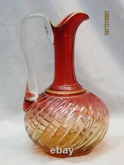 Ultra Rare Baccarat Swirl Rose Tiente Rubina Amberina Pitcher Wine Decanter 10T