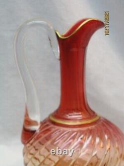 Ultra Rare Baccarat Swirl Rose Tiente Rubina Amberina Pitcher Wine Decanter 10T