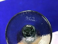 V43 Vintage Signed Iridescent Wine Glasses Set of 4 Green Golden Wine Glasses