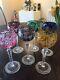 VAL ST LAMBERT Set Of 6 COLOR TO CLEAR WINE Goblets Vintage