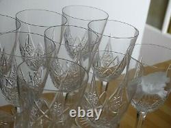 VINTAGE 12 BURGUNDY WINE GLASSES CRYSTAL BACCARAT PATTERN EPRON height 5,90