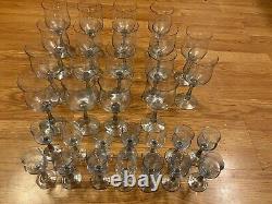 VINTAGE 28 American Stemware Crystal Light Blue 14 8 & 14 5.25 Wine Glasses